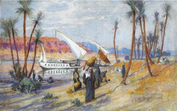  Carrier Oil Painting - WATER CARRIERS BY THE NILE Frederick Arthur Bridgman